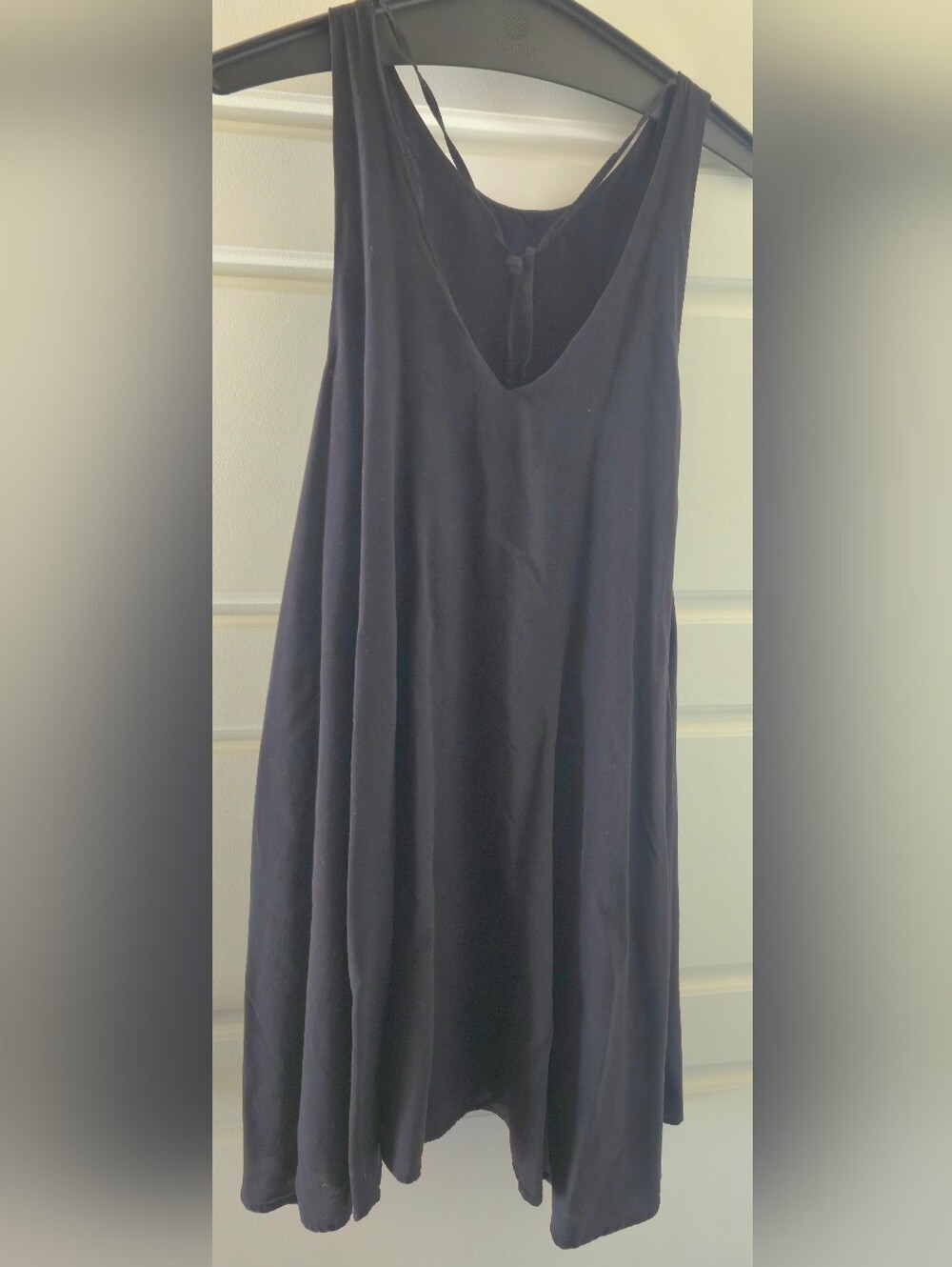 Silence + Noise Summer Dress Sleeveless Rayon L Black Soft Asymmetric Hemline - Picture 13 of 15